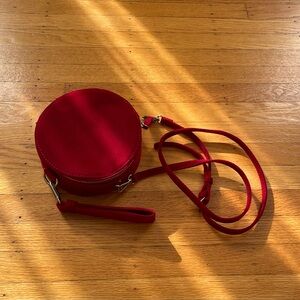 2025 SALE! ZARA mini shoulder, crossbody bag, dark red corduroy. Brand new.